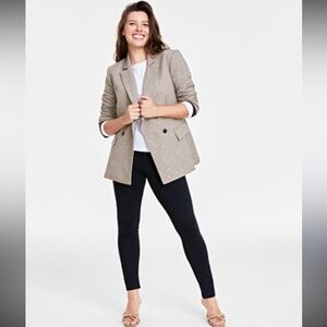 On 34th Women's Sequined Plaid Double-Breasted Blazer, size 18 W